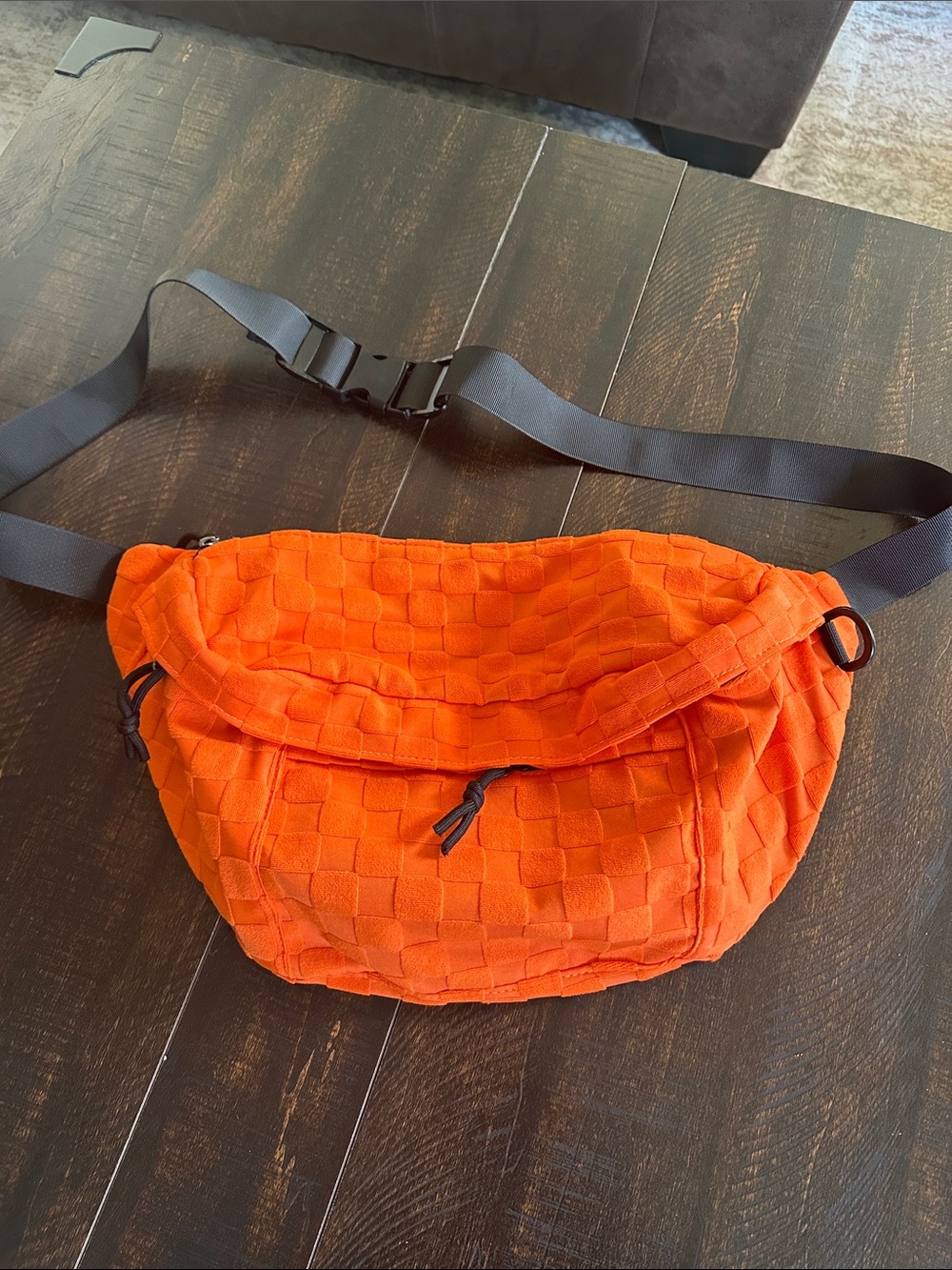Woven Orange Crossbody Belt Bag for Women